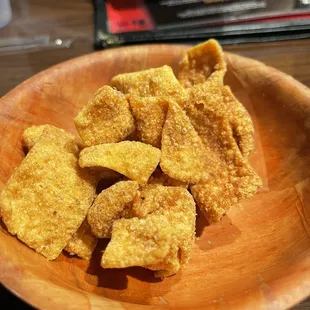 Complimentary wonton strips