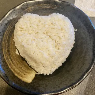 Sticky rice in the shape of a heart for Valentine&apos;s weekend :) -- Super cute!