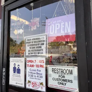 the entrance to a restaurant