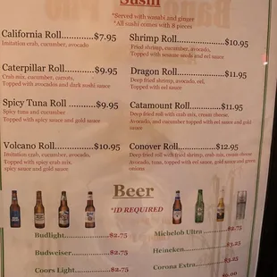 a menu for sushi burger