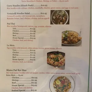 ramen and noodles, menu