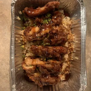 11/11/21 crispy chicken teriyaki fried rice