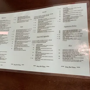 menu
