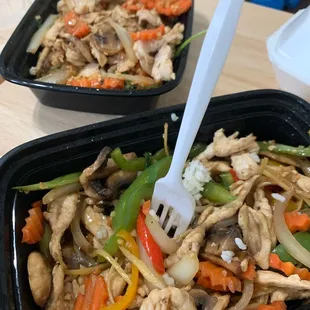 Pan fried ginger Chicken and garlic pepper chicken