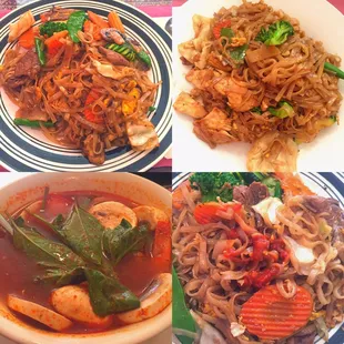 pad see ew and tongyum soup (shrimps)