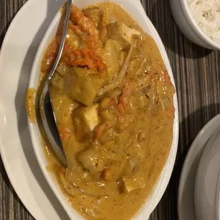 Musman Curry with tofu and rice