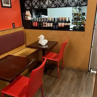 a table and chairs in a restaurant