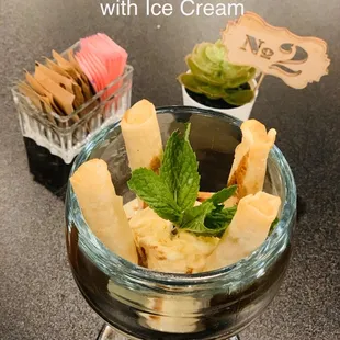 Banana Spring rolls with vanilla Ice Cream