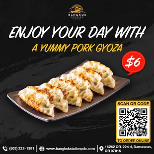 Try Pork Gyoza with Home Sweet Shoyu  Sauce.