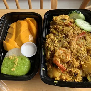 My favorite--Mango Sticky Rice &amp; Pineapple Fried Rice (has chicken, shrimp, raisins, chunks of pineapple, &amp; I prefer mine without peanuts).