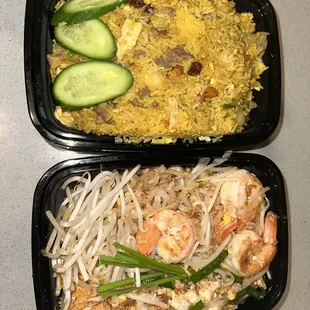 Pineapple Fried Rice and Bangkok Pad Thai