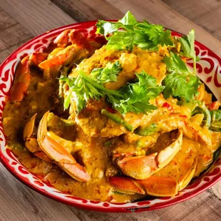 a bowl of crab curry