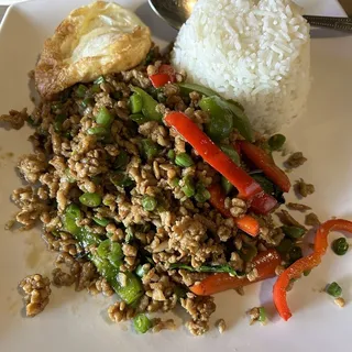 Pad Ka Prow /Fried Egg (Spicy Basil) with Rice