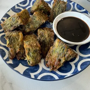 Chive cakes