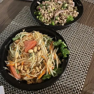 Papaya Salad &amp; Larb Kai Salad