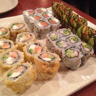 Caterpillar, Rock &amp; Roll, Philadelphia, and California rolls
