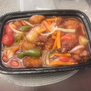 Very runny and mushy chicken.