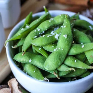 Edamame - steamed soy bean pods with salt.