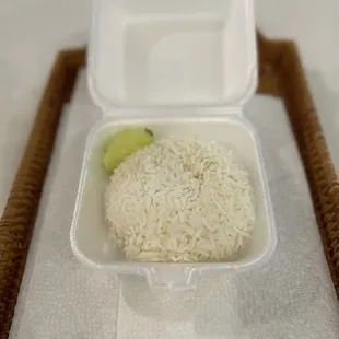 Side of sticky rice - take-out - for the Stir Fried Basil Leaf (in separate photo)