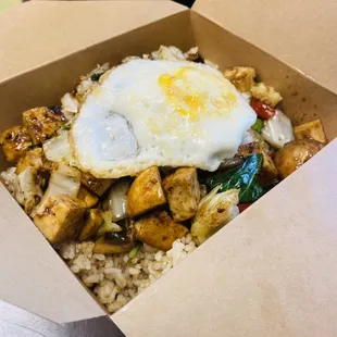 Princess Ga Prau with tofu and fried egg on top , so good!