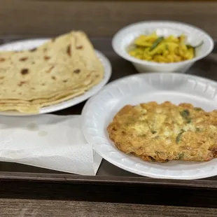 Roti/Egg Omelette/Aloo Bhaji (Spicy Fried Potatoes)