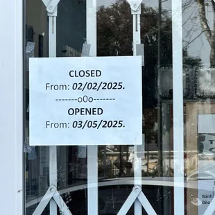 Closed until March