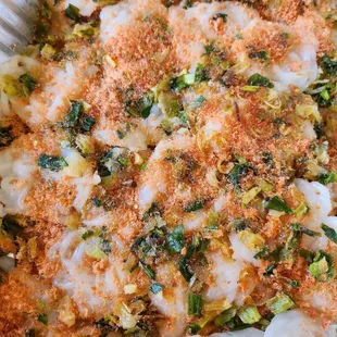 Banh day with shrimps,  onions is eating with fish sauce 6/27/24