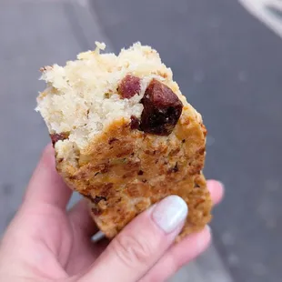 Chinese sausage, cheddar and chive scone