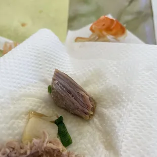 a piece of meat on a napkin