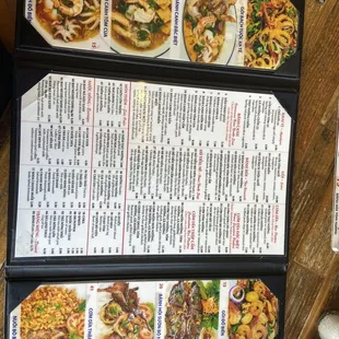 the menu of the restaurant