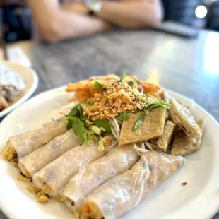 Banh Cuon Hai San. Seafood stuffed banh cuon
