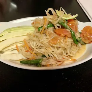 Lao Tum Mak Huong (Lao Green Papaya Salad)