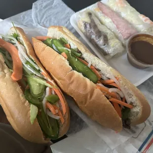 Banh mi and spring rolls