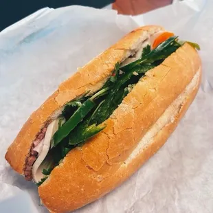 ham and pork cake sandwich