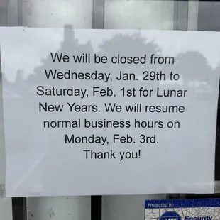 Hours during LNY 2025