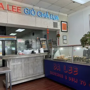 the counter of a restaurant