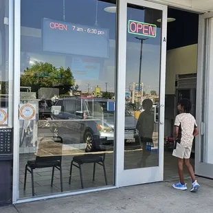 Outside the restaurant