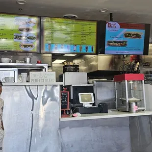 The counter and menu above it