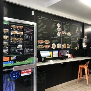 Inside the shop with their menu