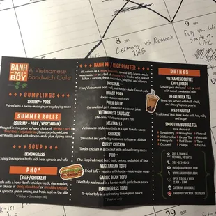 a menu for a restaurant