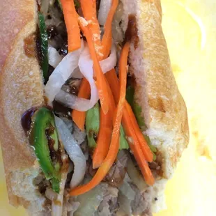 &apos;Pho Sandwich&apos; with carrots and radish after I asked for it.