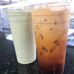 Green Matcha Milk Tea & Thai Milk Tea
