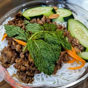 August 15, 2024; Rice Vermicelli Salad w. Pork Chop ($11.50).