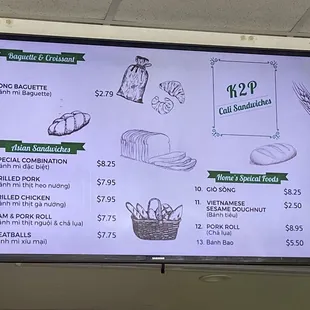 Menu as of September 28, 2024