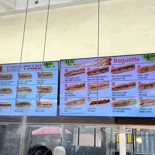 Banh mi menu
