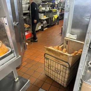 container storing bread is dirty