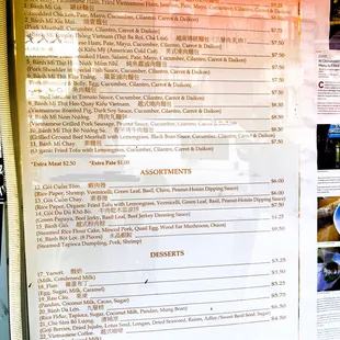 menu