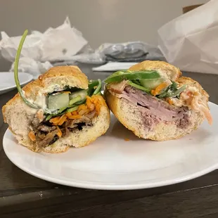 Grilled pork banh mi and crunch combo banh mi