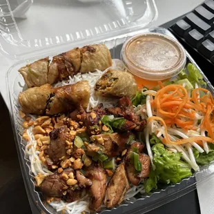 Chicken and egg roll vermicelli salad bowl