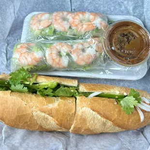 shrimp spring roll| veggie tofu banh mi